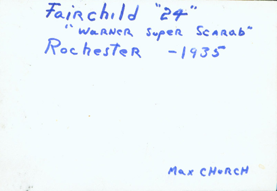 Fairchild NC15364, 1935, Back of Photo