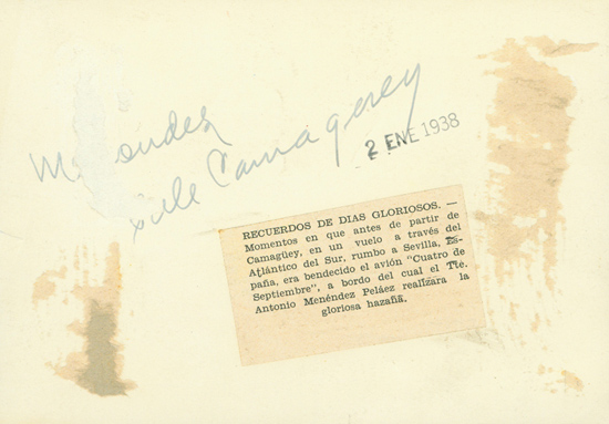 "4 de Septiembre" Dated January 2, 1938, Caption