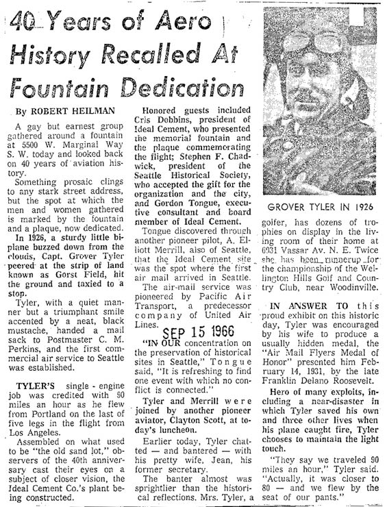 Fountain Dedication, Unidentified Newspaper, May 5. 1966 (Source: Tyler)