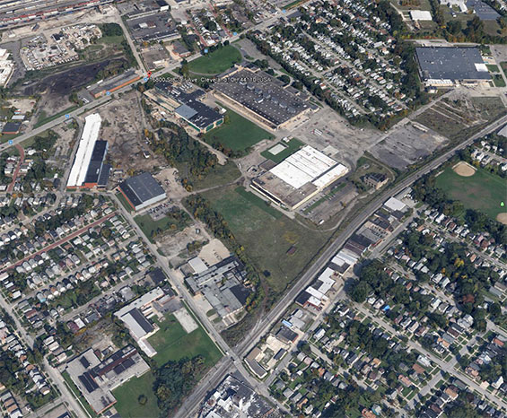 Image of the Area Surrounding the Old Martin Field, Cleveland, OH, 2014 (Source: Google Earth)