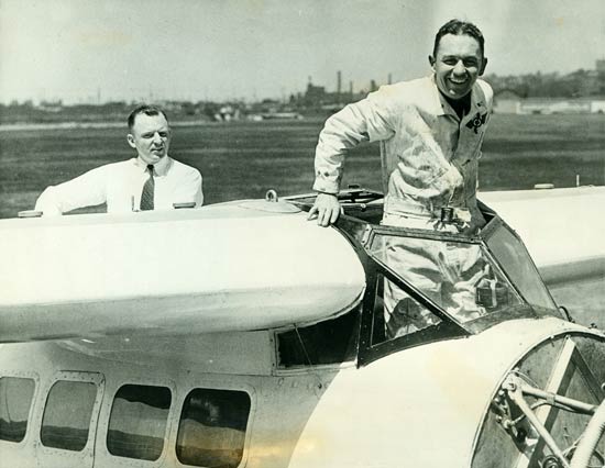 Reg Robbins (R) in Cockpit of "Ft. Worth"