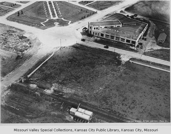 Aerial View, Inland Aircraft Manufacturing Plant, Ca. 1930 (Source: KCPL via Woodling)