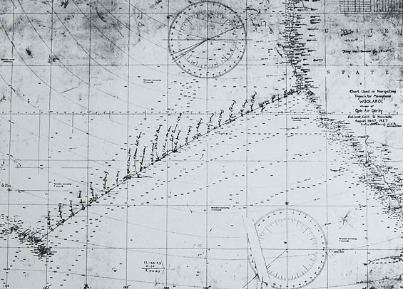 Trans-Pacific Chart Plotted, Used and Annotated by Davis, 1927 (Source: Davis) 