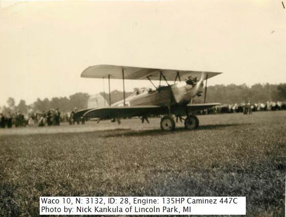 Waco NC3132 on the Ground at Dearborn, MI, June 30, 1928 (Source: Kankula) 