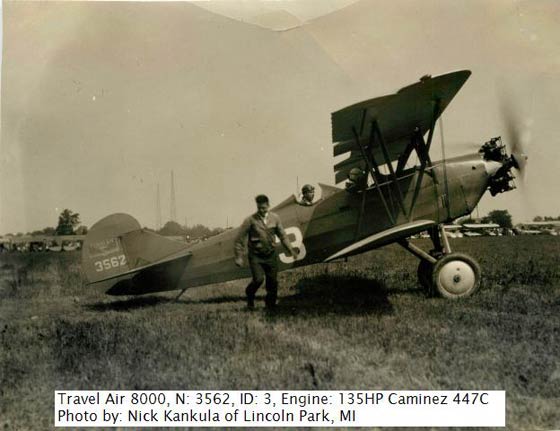 Travel Air NC3562 on the Ground at Dearborn, MI, June 30, 1928 (Source: Kankula) 