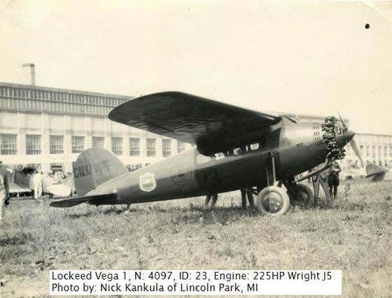 Lockheed Vega NC4097 on the Ground at Dearborn, MI, June 30, 1928 (Source: Kankula) 