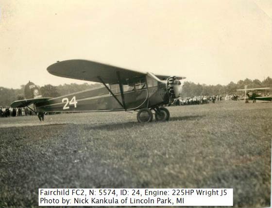 Fairchild NC5574 on the Ground at Dearborn, MI, June 30, 1928 (Source: Kankula)