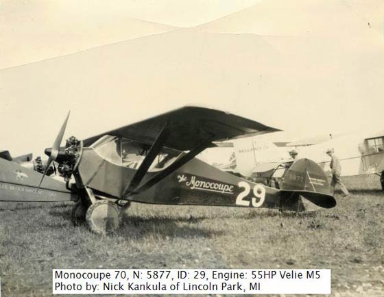 Monocoupe NC5877 on the Ground at Dearborn, MI, June 30, 1928 (Source: Kankula)