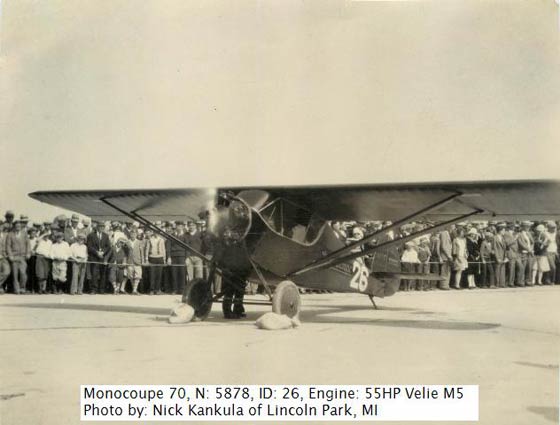 Monocoupe NC5878 on the Ground at Dearborn, MI, June 30, 1928 (Source: Kankula)