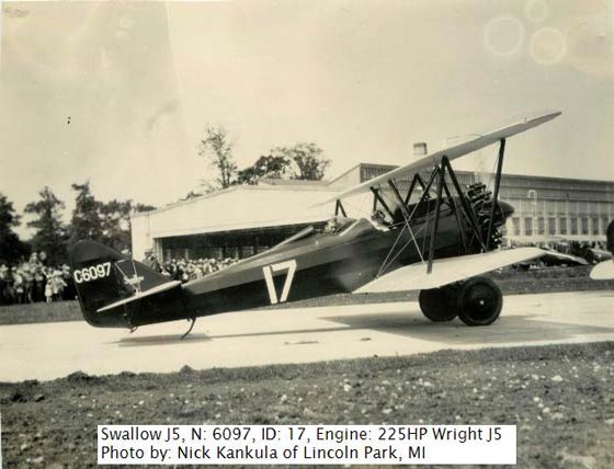 Swallow NC6097 on the Ground at Dearborn, MI, June 30, 1928 (Source: Kankula)
