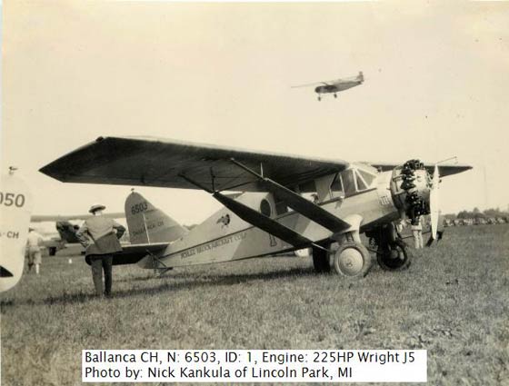 Bellanca NC6503 on the Ground at Dearborn, MI, June 30, 1928 (Source: Kankula) 