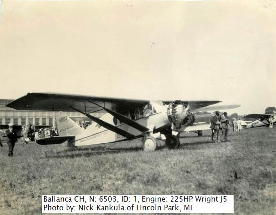 Bellanca NC6503 on the Ground at Dearborn, MI, June 30, 1928 (Source: Kankula) 