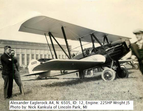 Alexander Eaglerock NC6505 on the Ground at Dearborn, MI, June 30, 1928 (Source: Kankula)