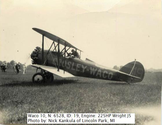 Waco NC6528 on the Ground at Dearborn, MI, June 30, 1928 (Source: Kankula) 