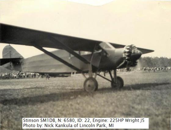 Stinson NC6580 on the Ground at Dearborn, MI, June 30, 1928 (Source: Kankula) 