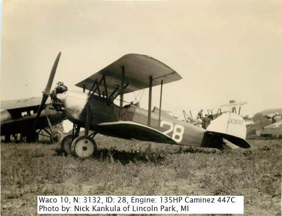 Waco NC3132 on the Ground at Dearborn, MI, June 30, 1928 (Source: Kankula) 