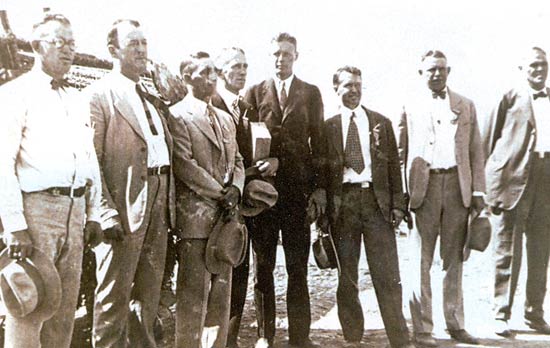 Lindbergh With Greeting Officials, September 23, 1927