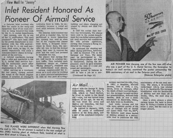 Melvin Aavang Air Mail Service, Ca. 1968 (Source: Aavang)