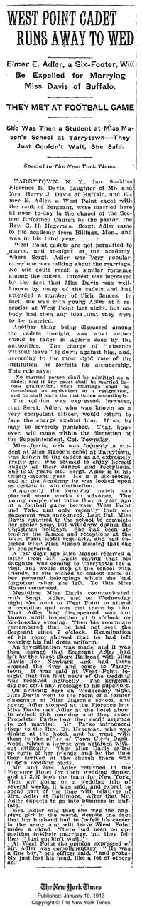 Wedding Announcement, New York Times, January 10, 1913 (Source: NYT)