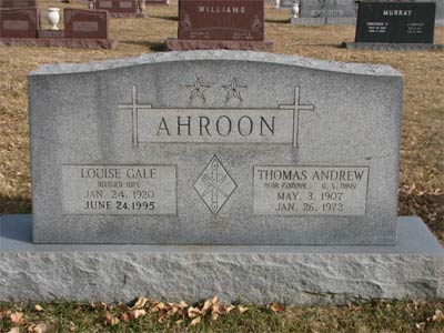 T.A. Ahroon, Memorial (Source: Findagrave)