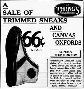 Sneakers for 99 Cents, Saratogan (NY), May 22, 1930 (Source: Link)