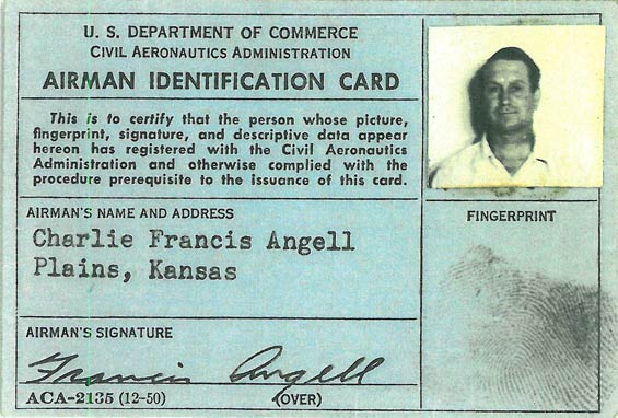Francis Angell’s Airman’s ID Card, August 15, 1951 (Source: Angell Family)