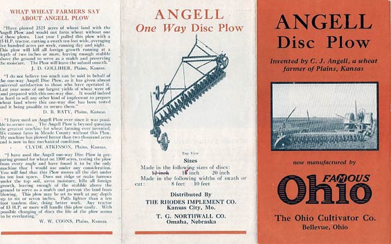 Sales Brochure For The Plow Invented By C.J. Angell (Source: Angell Family)