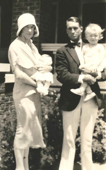 Adele Edwards Angell Holding Infant Son, Wayne D.Angell With C. Francis Angell Holding Charlie L. Angell (Source: Angell Family)