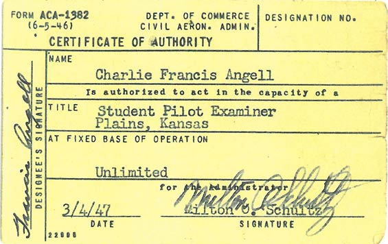 Francis Angell’s Instructor License, March 4, 1947 (Source: Angell Family)