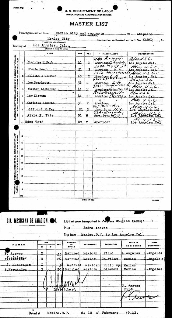 Immigration Form, February 2, 1941 (Source: ancestry.com)