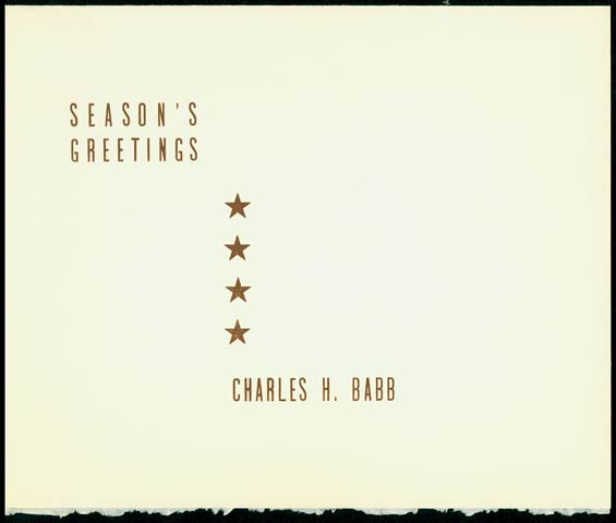 Holiday Card, Inside, Charles Babb, Date Unknown (Source: Kalina) 
