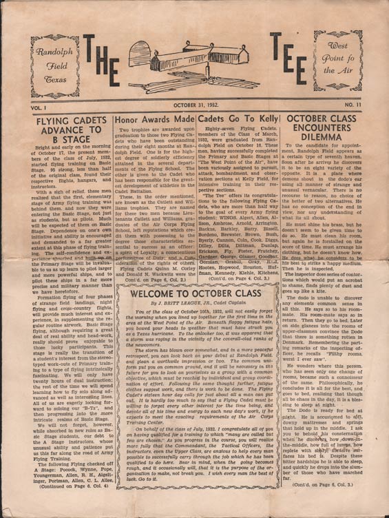 Randolph Field, The Tee, October 31, 1932 (Source: Denault)