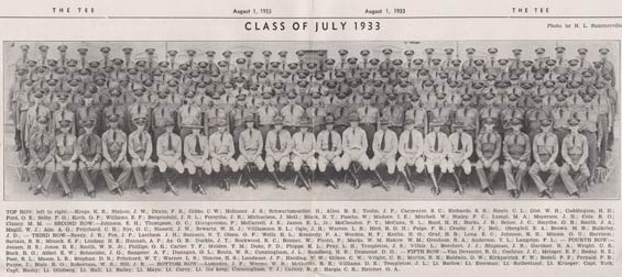 Cadet Graduating Class, July, 1933, Randolph Field, San Antonio, TX (Source: Denault)