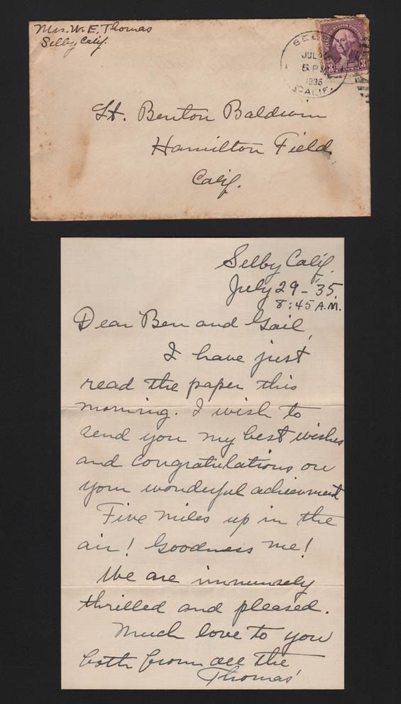 Hilda Thomas Letter to Benton Baldwin, February 4, 1934 (Source: Denault) 
