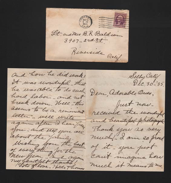 Hilda Thomas Letter to Benton Baldwin, December 30, 1935 (Source: Denault) 