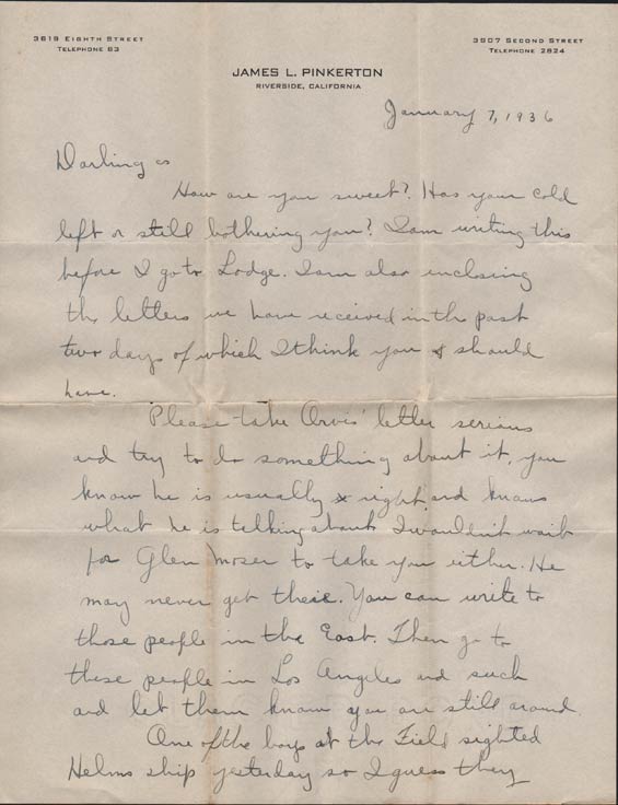 Gail Baldwin Letter, January 7, 1936 (Source: Denault)