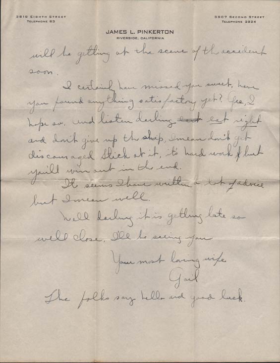 Gail Baldwin Letter, January 7, 1936 (Source: Denault)