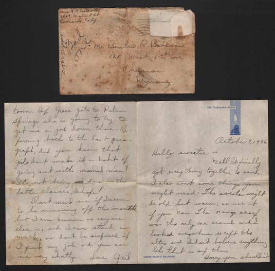 Letter from Gail Baldwin, October 7, 1936 (Source: Denault)