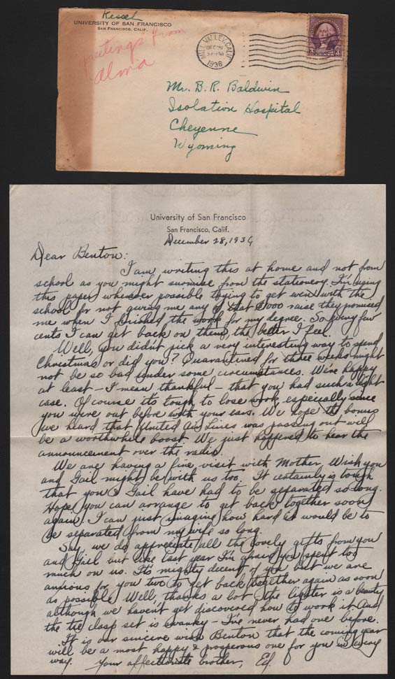 Letter from Ed Baldwin, December 28, 1936 (Source: Denault)
