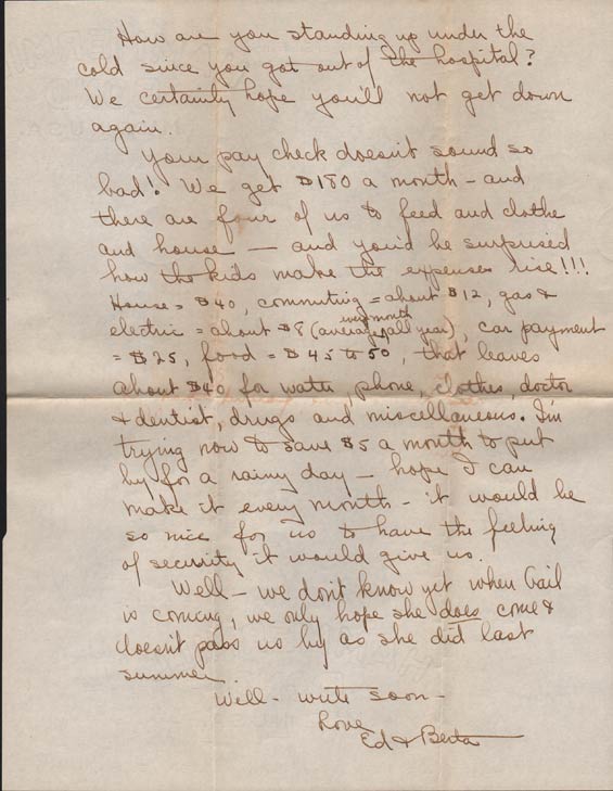 Letter, February 13, 1937 (Source: Denault)
