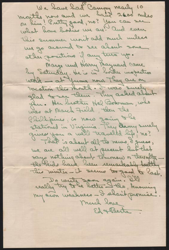 Letter, Berta & Ed, May 19, 1937 (Source: Denault)