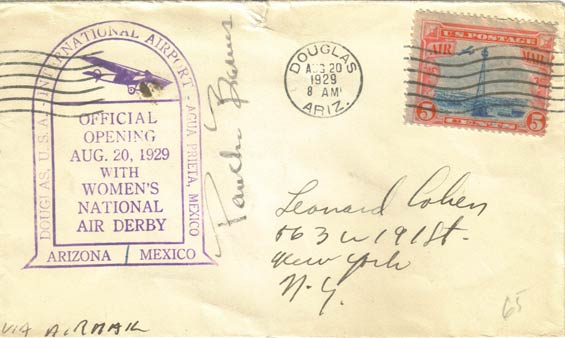 U.S. Airmail Cachet, September 20, 1929 (Source: Staines)