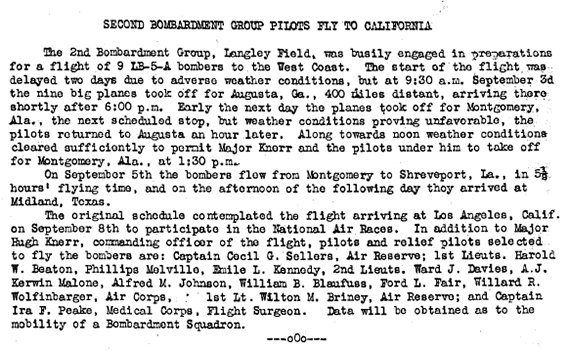 Air Corps Newsletter, September 15, 1928 (Source: Webmaster)