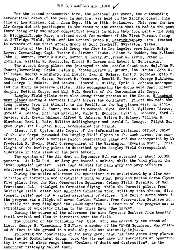 Air Corps Newsletter, September 15, 1928 (Source: Webmaster) 