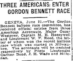 1922 Gordon Bennett Cup balloon race
