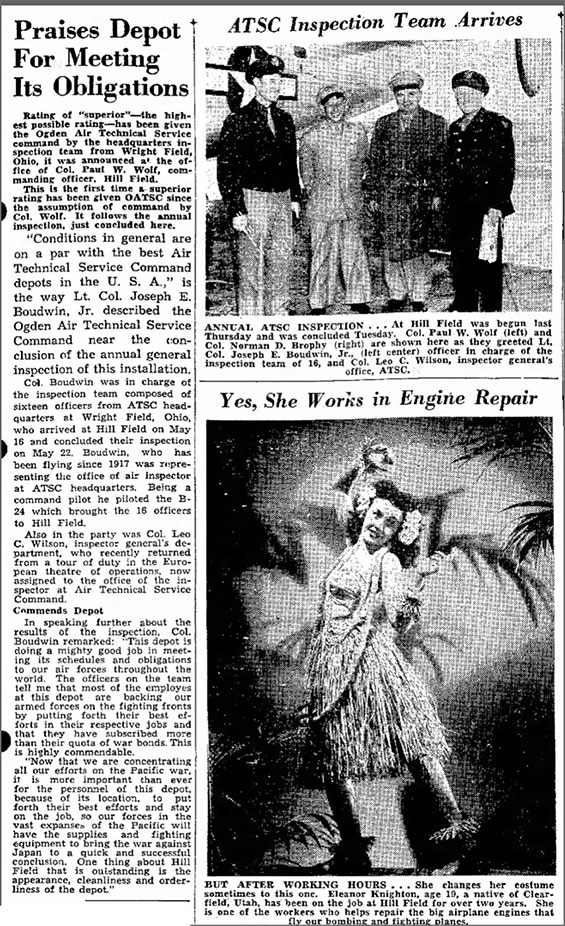 Ogden Standard Examiner (UT), May 24, 1945 (Source: newspapers.com) 