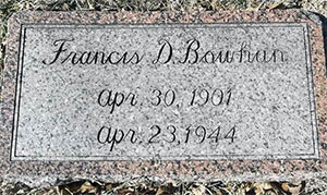 "Chief" Bowhan, Grave Marker, April 23, 1944 (Source: findagrave.com) 