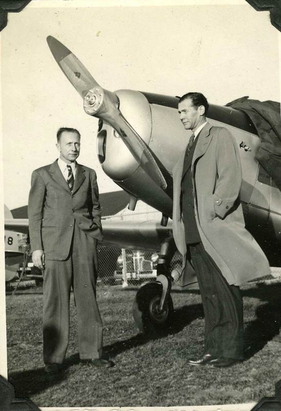 Ace With Fairchild PT-19 and Unidentified Gentleman