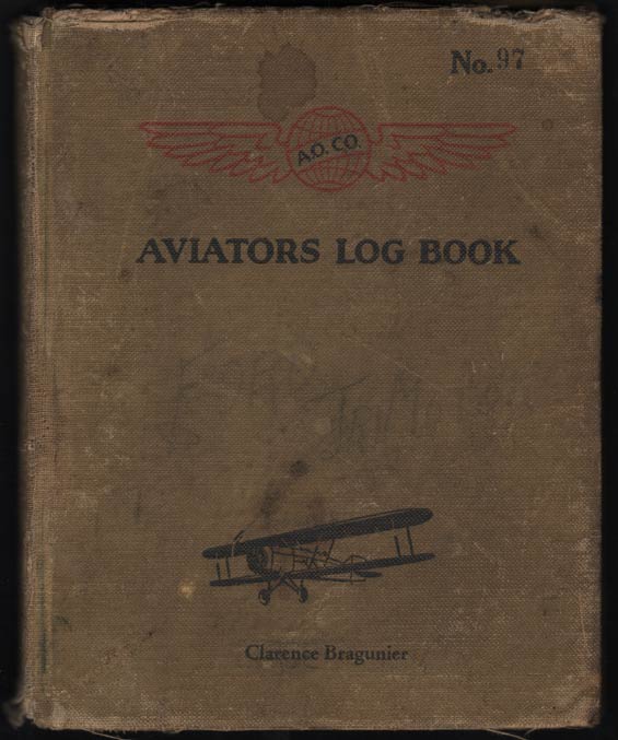 Ace Bragunier, Cover of Pilot Log Book #2 (Source: Bragunier Family)