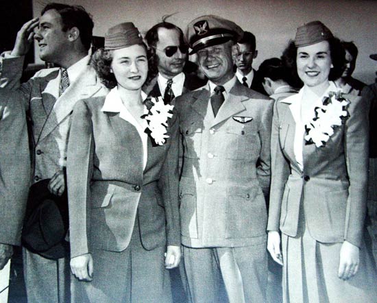 Pilot Brooks with Stewardesses 